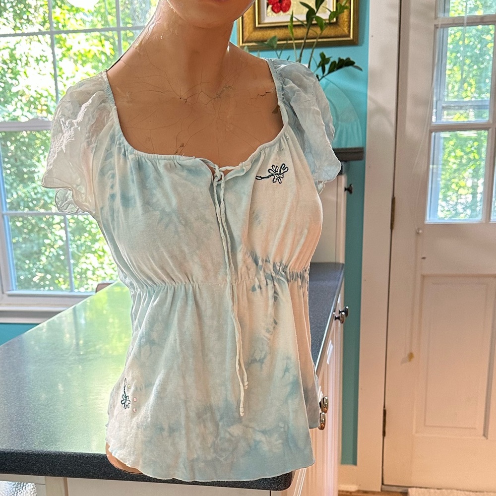 Embellished Pastel Fairy Coquette Top by Language LA Romantic Empire Waist ~ M - Picture 12 of 13